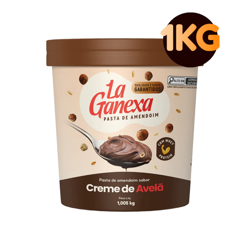 Pasta de Amendoim La Ganexa - Sabor Creme de Avelã com Whey Protein